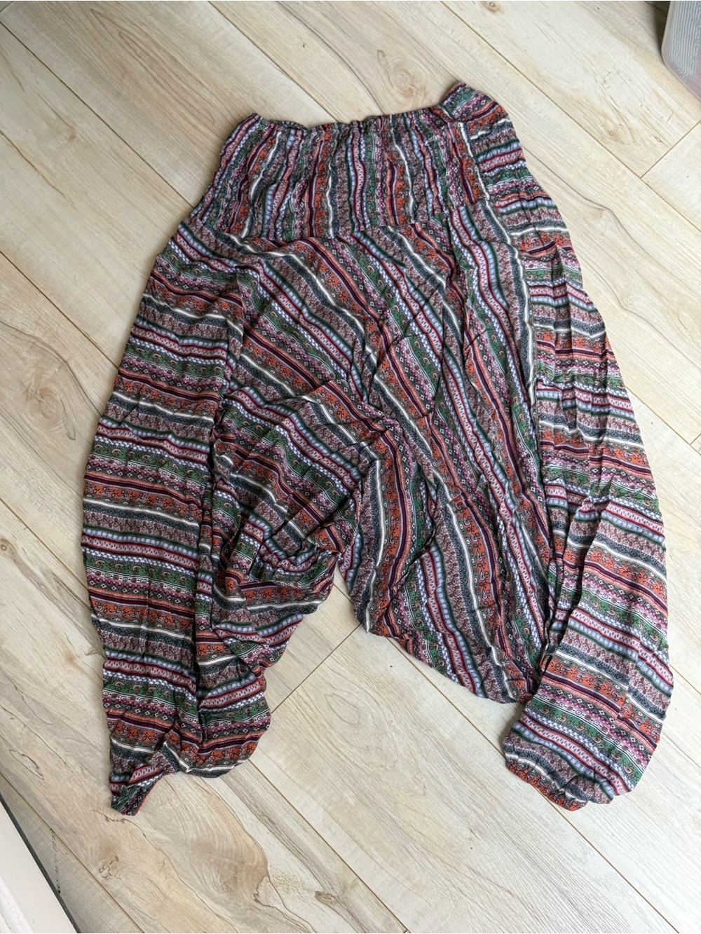Striped Printed Harem Pants - Multicolor